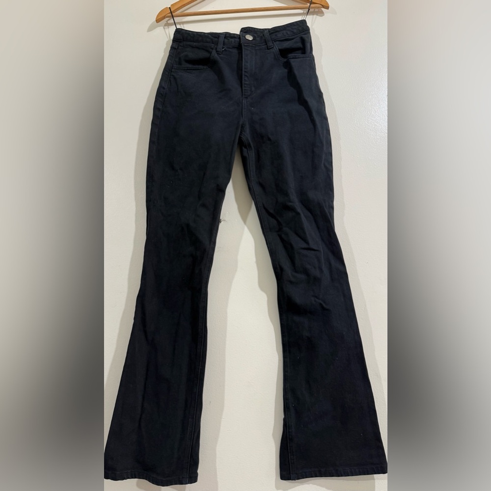 SPRWMN Women's Black Flared Jeans – Classic Wide Leg